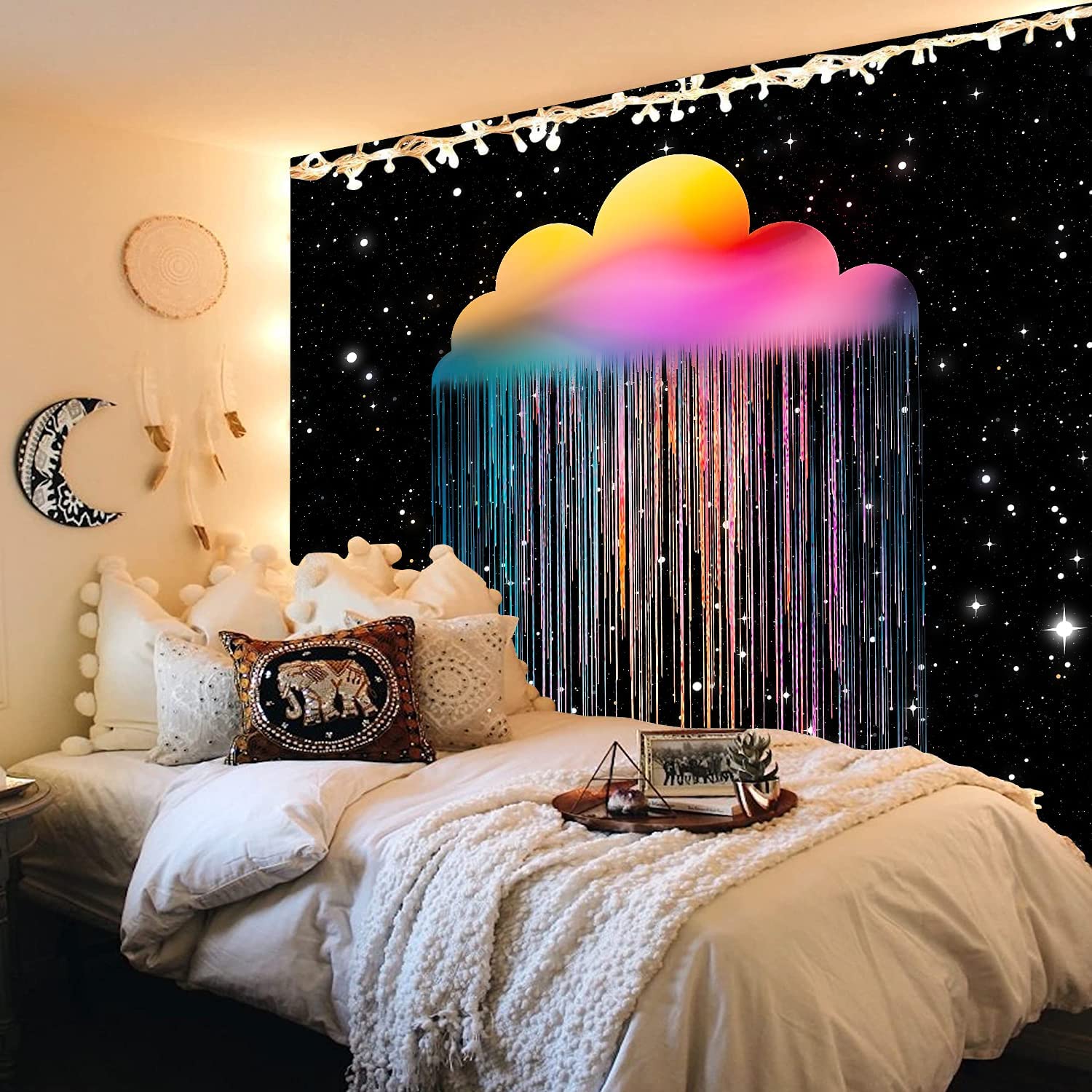 1pc Cloudy Tapestry Boho Decor Vintage 70s Galaxy Space Tapestry Kawaii Room Decor Aesthetic Tapestry Bedroom Tapestry For Teens Girls 51x59inches