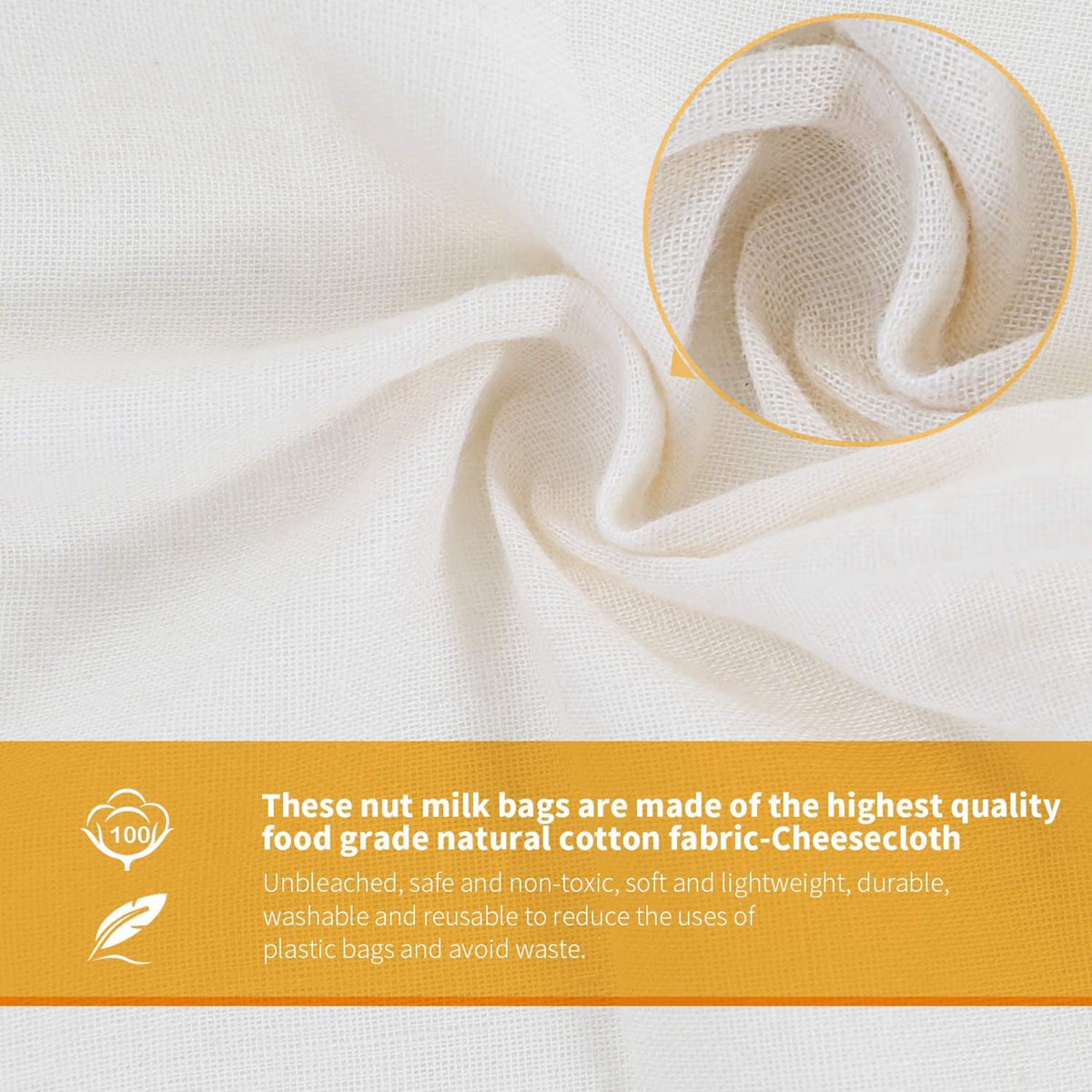 1pc reusable cheese cloth bag for straining nut milk cold   yogurt and coffee easy to clean and dishwasher safe details 4