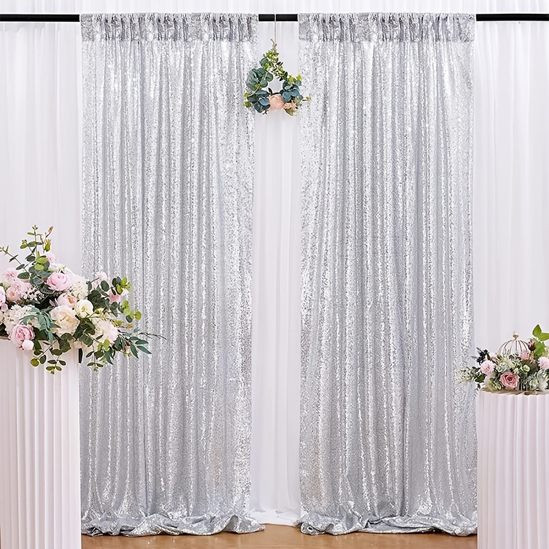 

1pc Silver Sequin Backdrop Cloth Party Decoration Party Background Cloth Party Supply Easter Gift