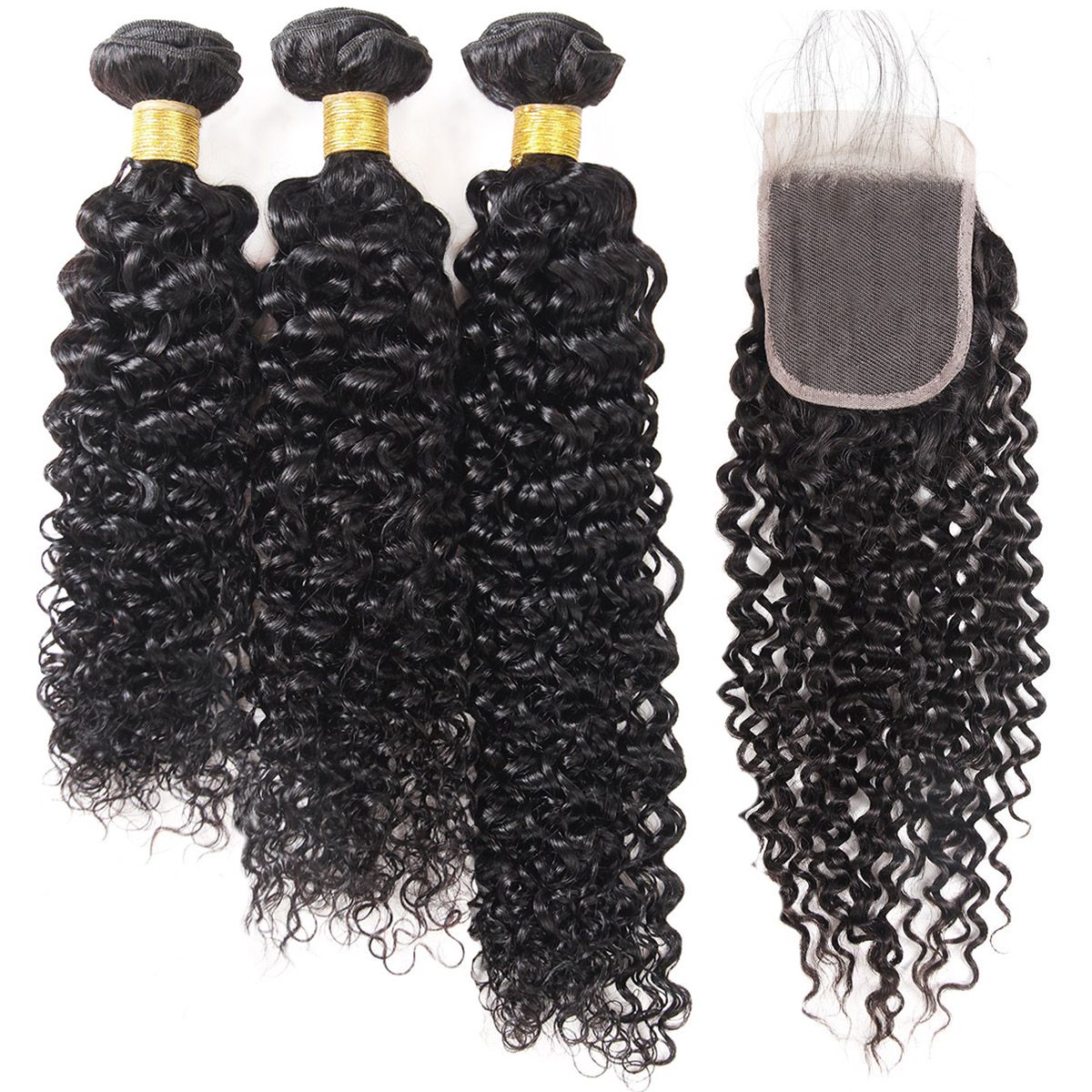 Kinky Curly Hair Bundles With Closure Human Hair Bundles With Lace Closure  Unprocessed Virgin Hair Bundles With Closure Remy Weave Bundles And Closure  | Check Out Today's Deals Now | Temu