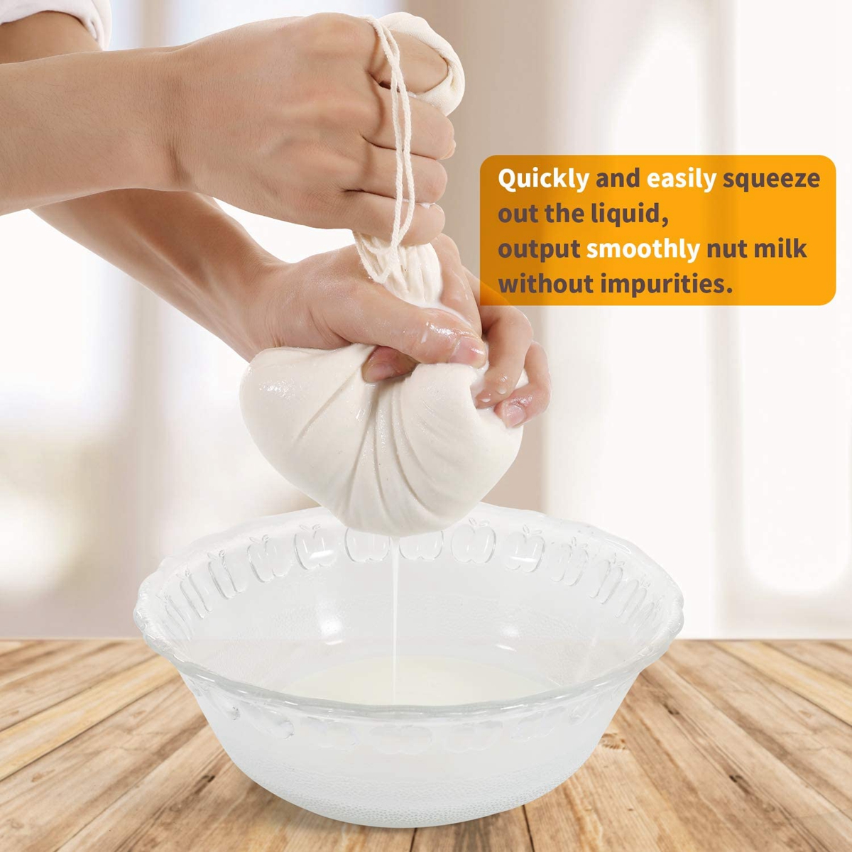 1pc reusable cheese cloth bag for straining nut milk cold   yogurt and coffee easy to clean and dishwasher safe details 3