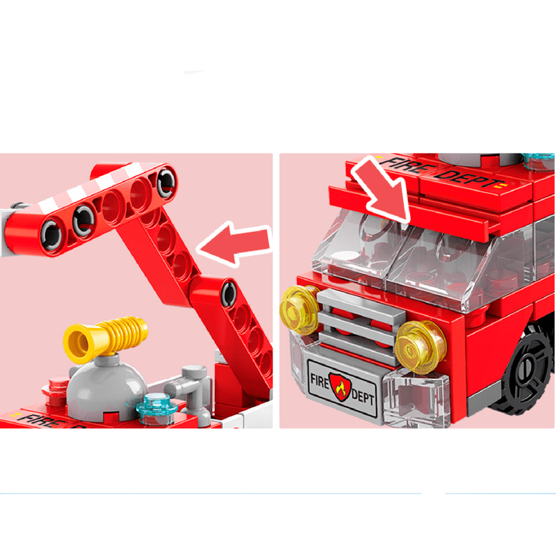 142pcs city fire truck building kit for kids 6 12 years old 6 in 1 building block fire toys building sets birthday gifts for girls boys details 1