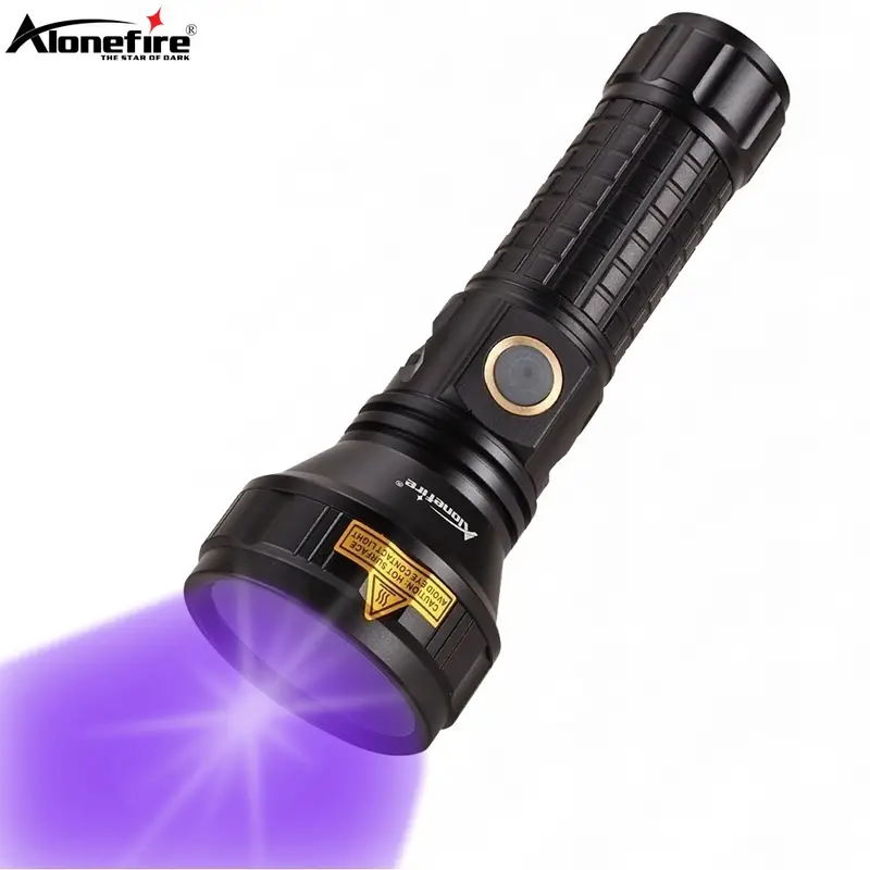 alonefire h44 uv flashlight 20w 4 core 365nm led blacklight torch for money detection pet stain removal hunting and more includes 26650 battery details 0