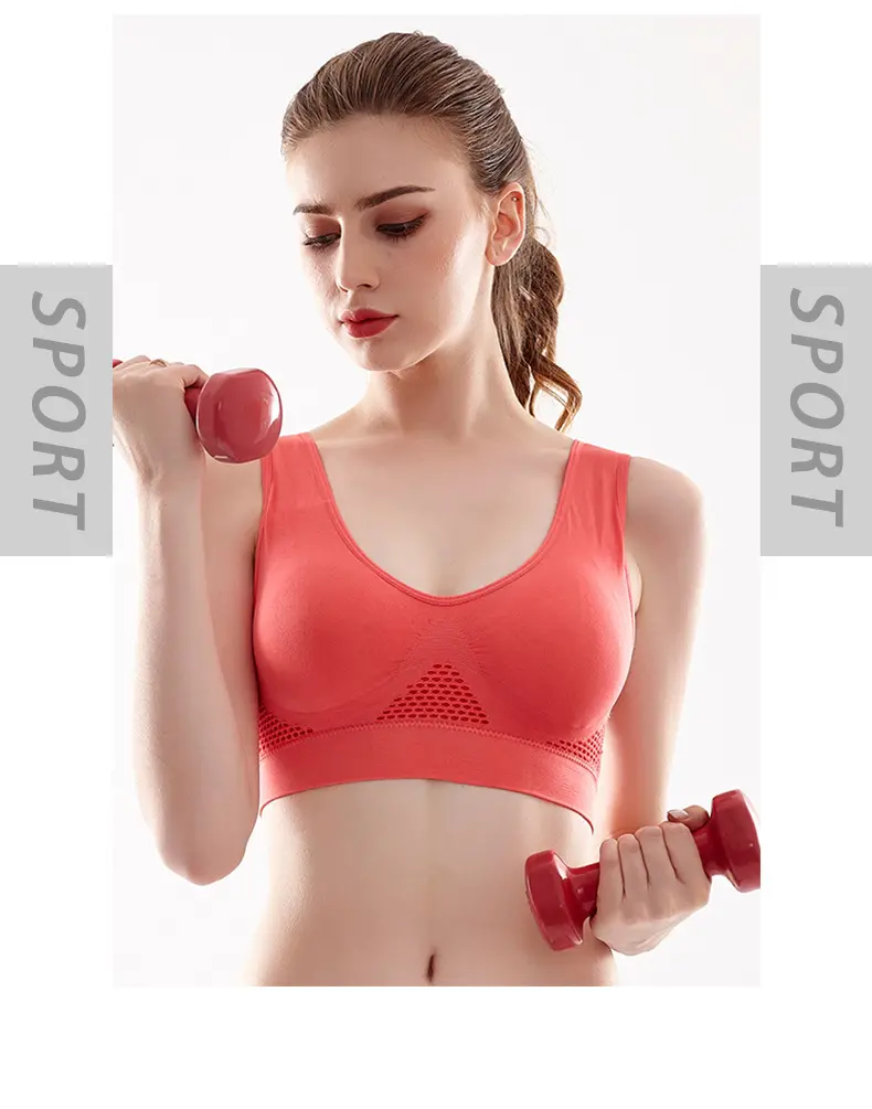 Breathable Solid Eyelet Mesh Hole Vest Sports Bras Plus Size - Temu Canada