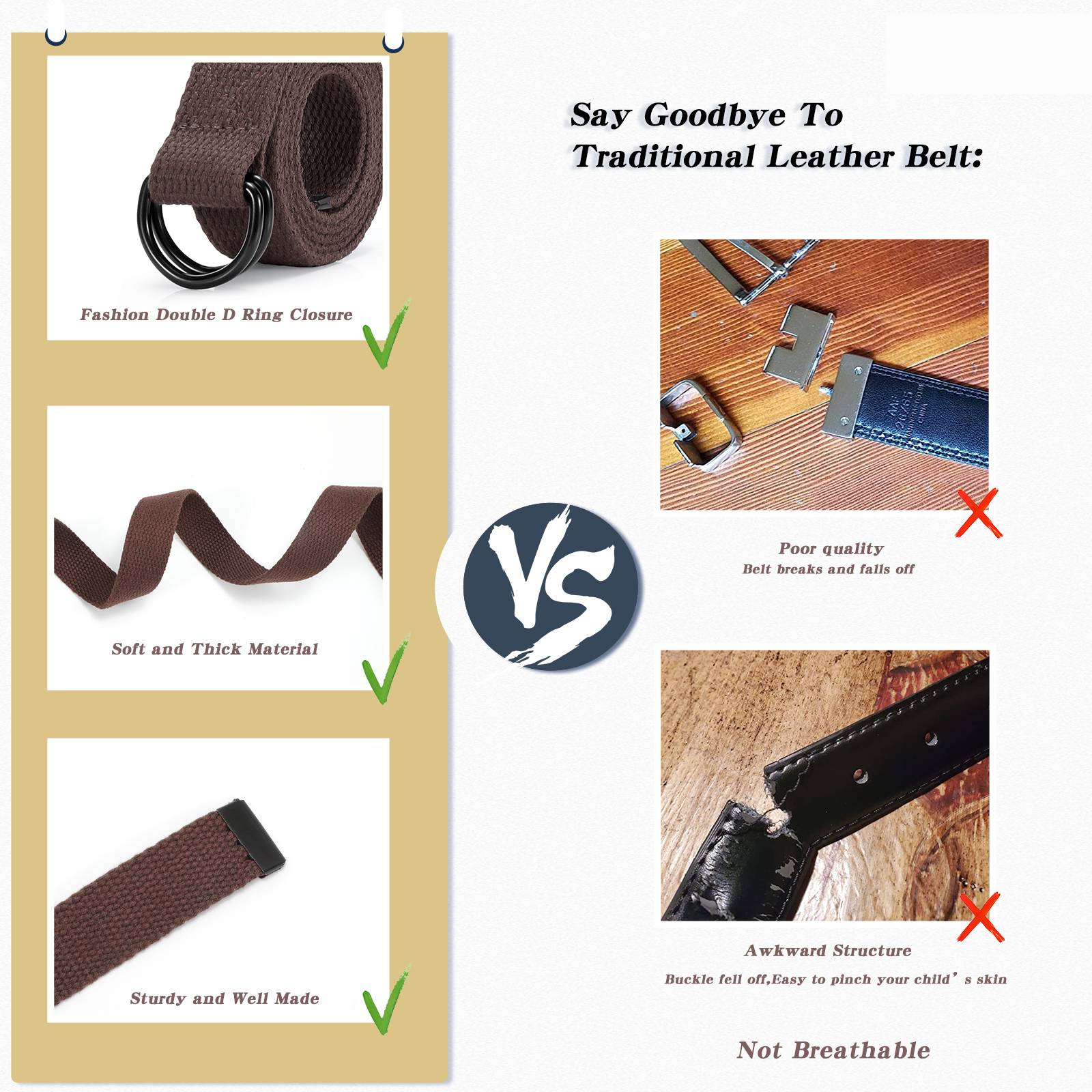 2 Nylon Gürtel Mit Geheimfach - Verstellbare Canvas Gürtel Ohne Metall