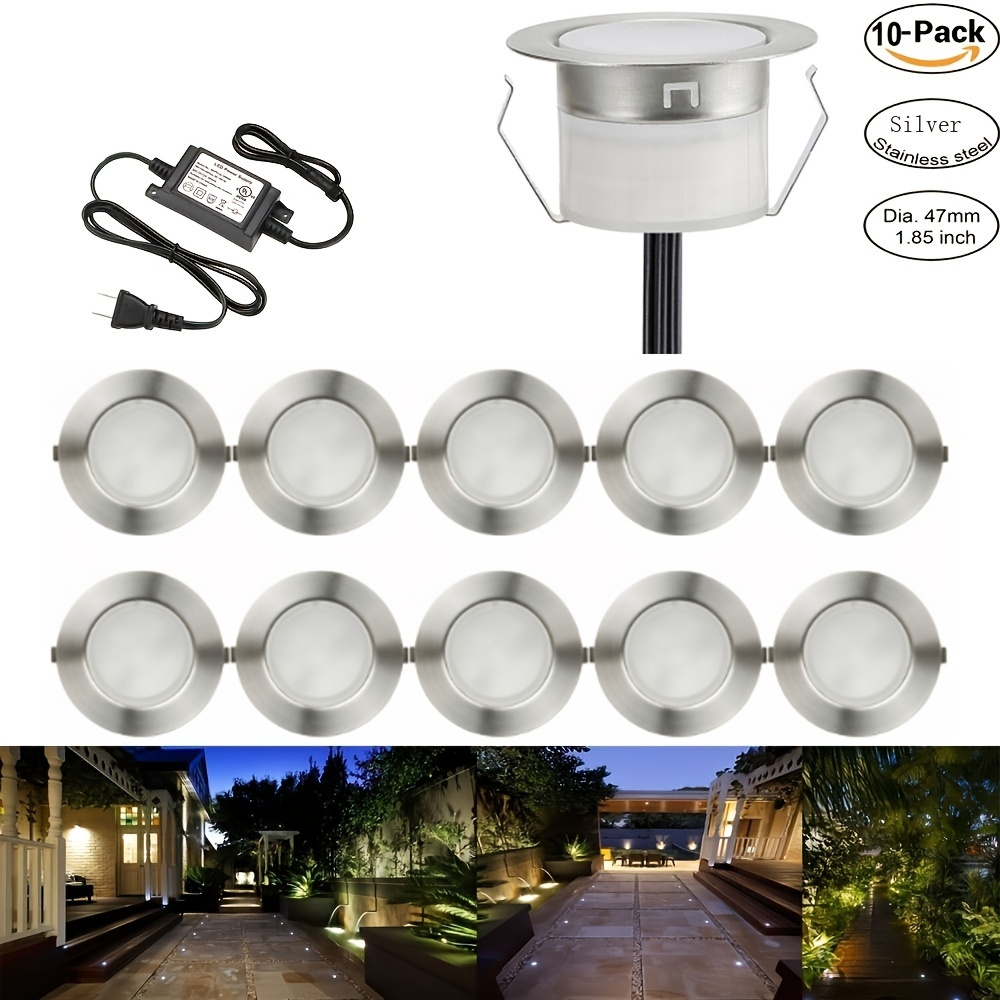 10pcs 47mm Cold White Led Deck Light Garden Stair Yard Landscape