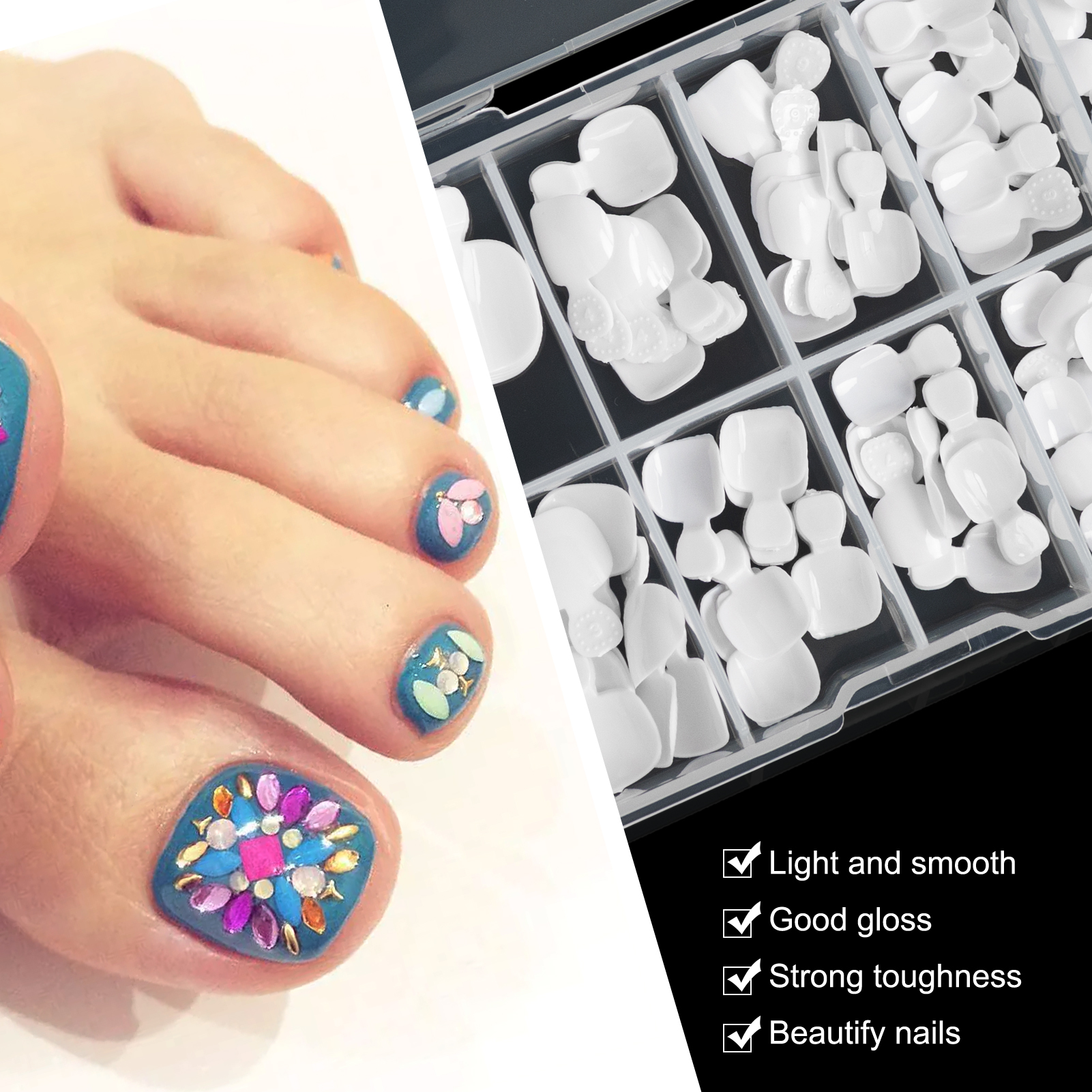 Full Cover Clear Acrylic Toenail Tips Women Perfect Nail Art Temu