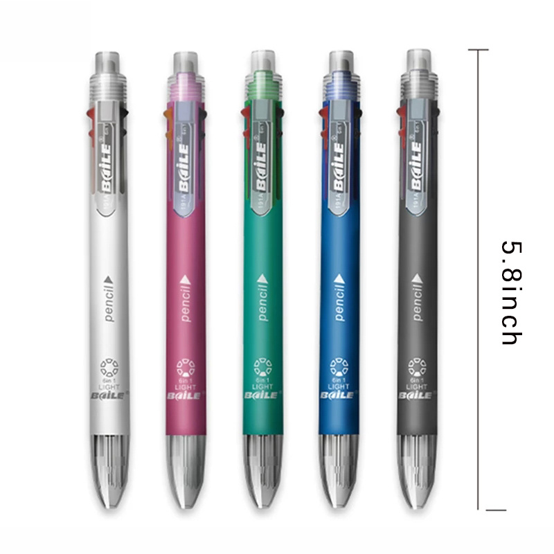  Mluchee Paquete de 6 bolígrafos multicolor en uno para la  vuelta a la escuela, bolígrafos retráctiles de 0.020 in 6 en 1, bolígrafos  divertidos arcoíris para niños de 8 a 12