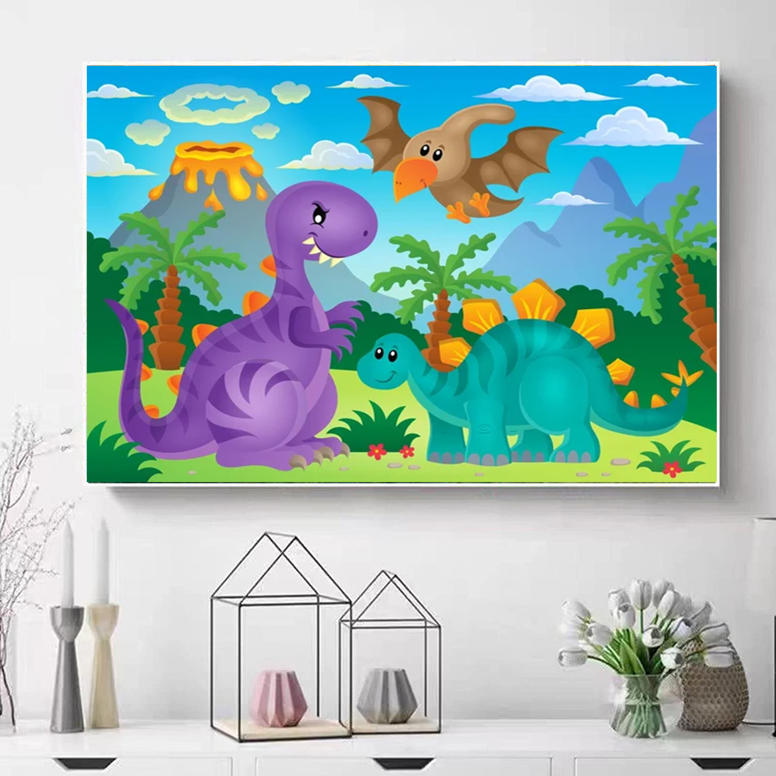 DIY Diamond Painting Kits for Adults, Good Little Dinosaur Round Full Drill  5D DIY Diamond Painting Art Kits for Home Decoration and Room Wall Decor