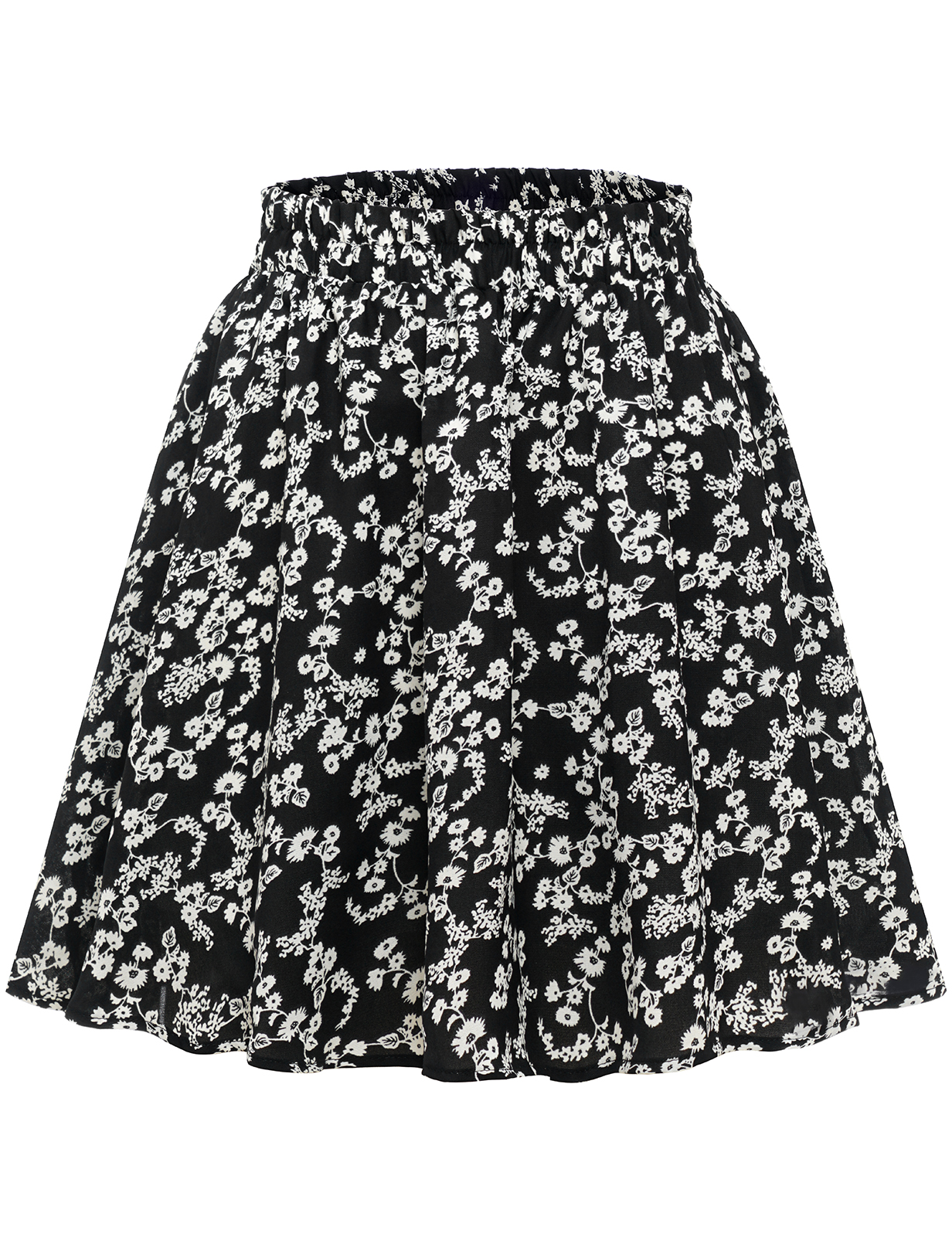 Ditsy Floral Print Elastic Skirts, Mature Ruffled Hem Stylish Mini ...