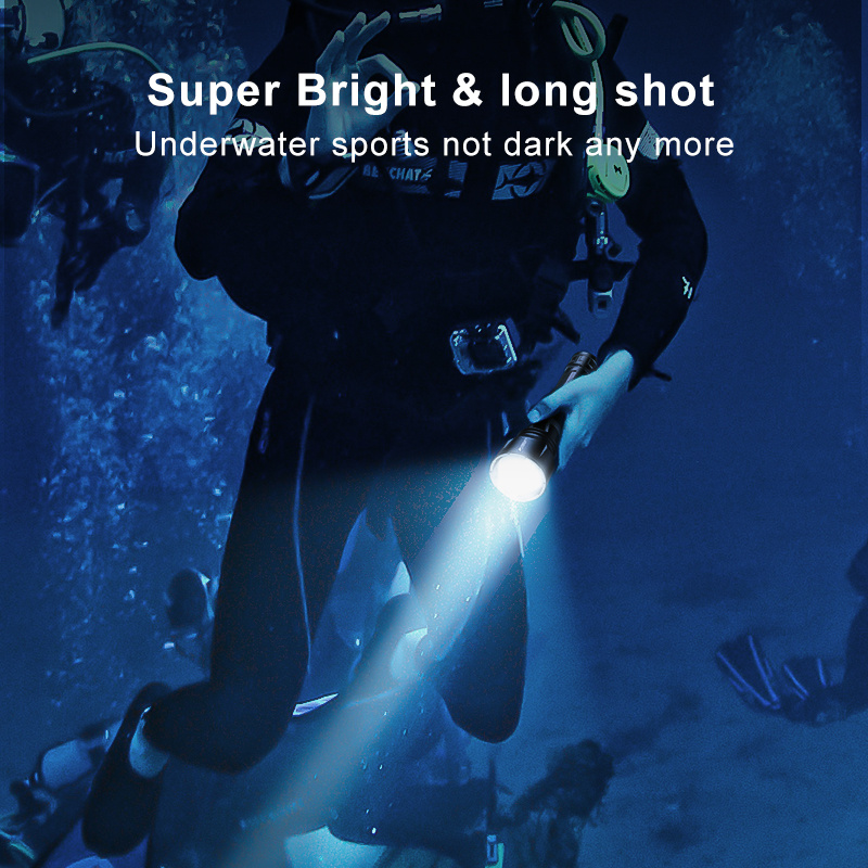 Luces de buceo, 3500 lúmenes, linterna subacuática súper brillante, luz de  buceo subacuática, impermeable, 492.1 ft, luces sumergibles con cargador
