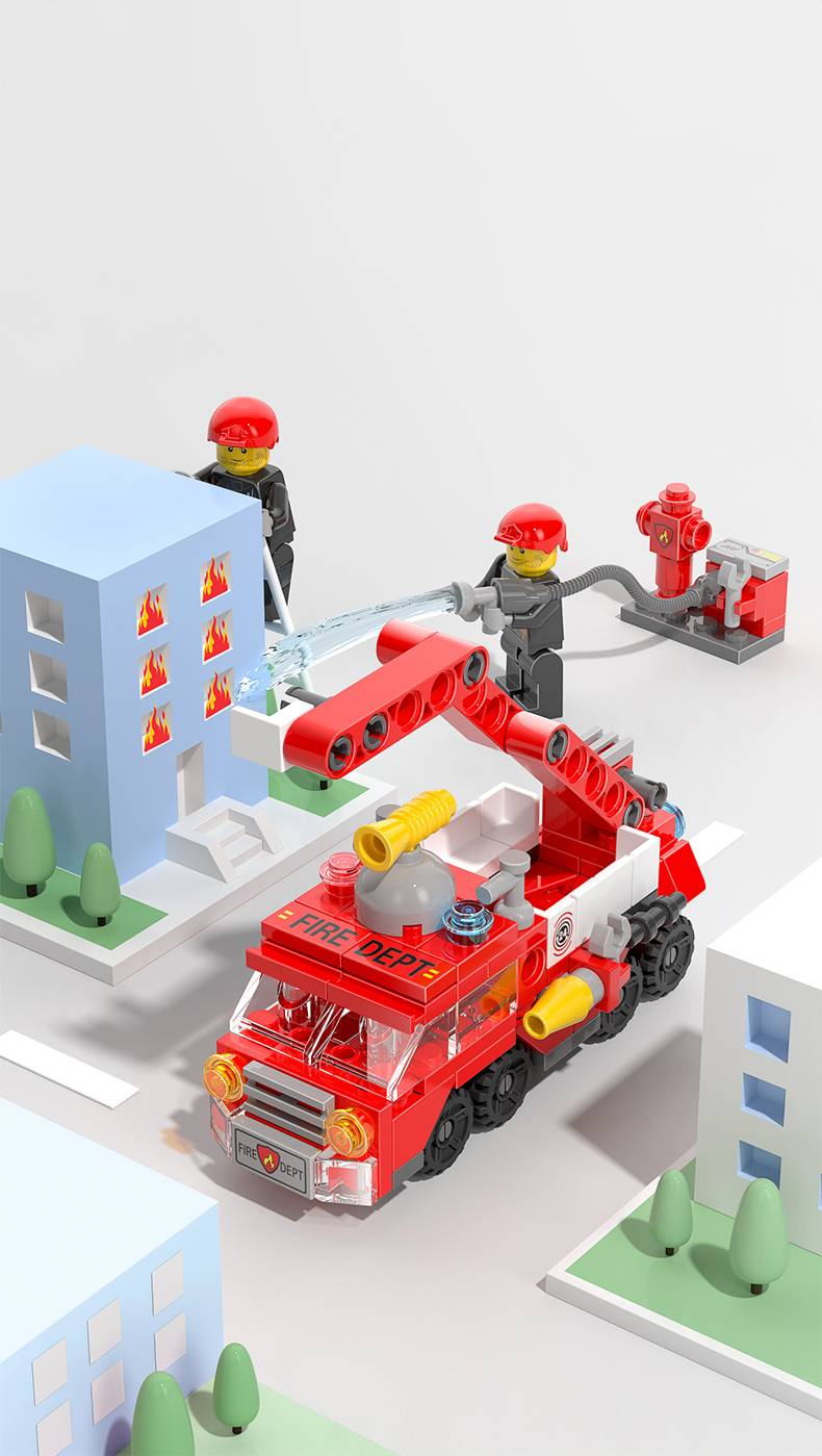 142pcs city fire truck building kit for kids 6 12 years old 6 in 1 building block fire toys building sets birthday gifts for girls boys details 3