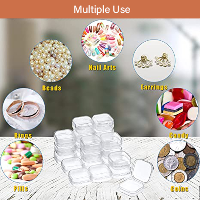 Small Clear Plastic Beads Storage Containers Box Hinged Lid Temu