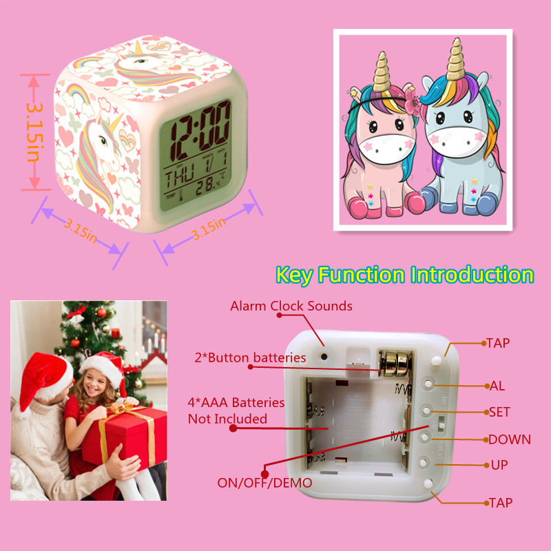 Colorful Luminous Led Alarm Clock Display Time Date Temu