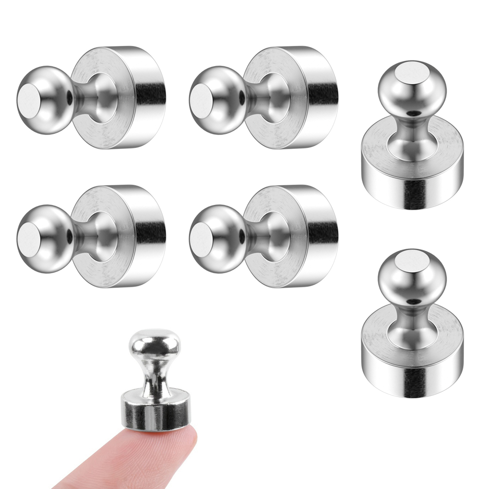 Silver Push Pin Magnets, Strong Magnetic Pins for Refrigerator