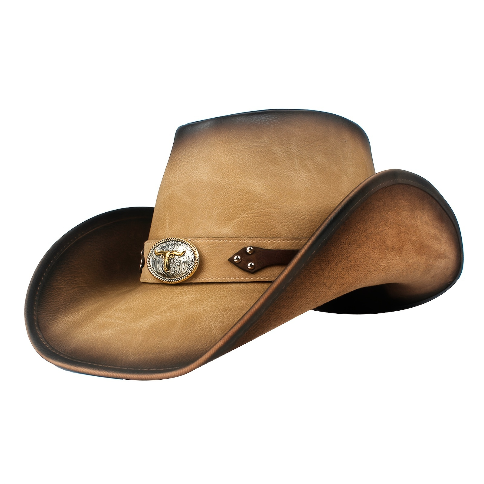 Classic PU Cowboy Western Hats for Men with Strap for Outdoor Activities - Western Style Cowgirl Cattleman Western Hats for Men for Autumn and Winter