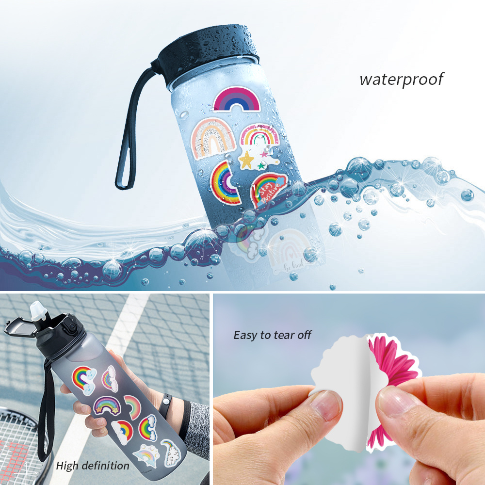 Rainbow Water Bottle Sticker 10-Pack