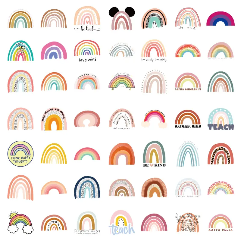 Robayre Rainbow Sticker Sheet, 15 Rainbow Stickers, Weatherproof