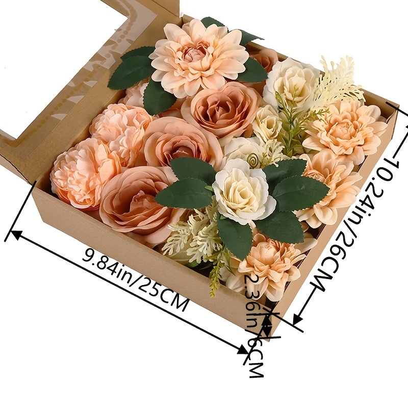 Coolmade Artificial Flowers Combo Box Set Faux Flowers Bulk Flower Leaf with Stems for DIY Wedding Bouquets Centerpieces Baby Shower Party Home