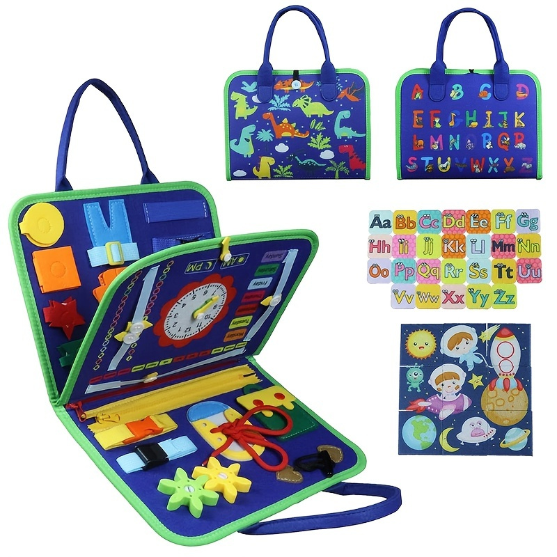 14 In 1 Educational Sensory Board: Toddler Busy Board for 3+ Years Old Kids - Develop Basic Skills & Parent-Kids Activity Toy - Perfect for Airplane or Car Travel!