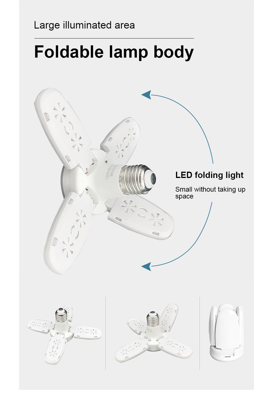  Bombilla LED E27 Lámpara de sincronización de hoja de  ventilador AC85-265V 28W Bombilla LED plegable Lampada para luz de techo  del hogar con control remoto (solo bombilla de ventilador) : Herramientas