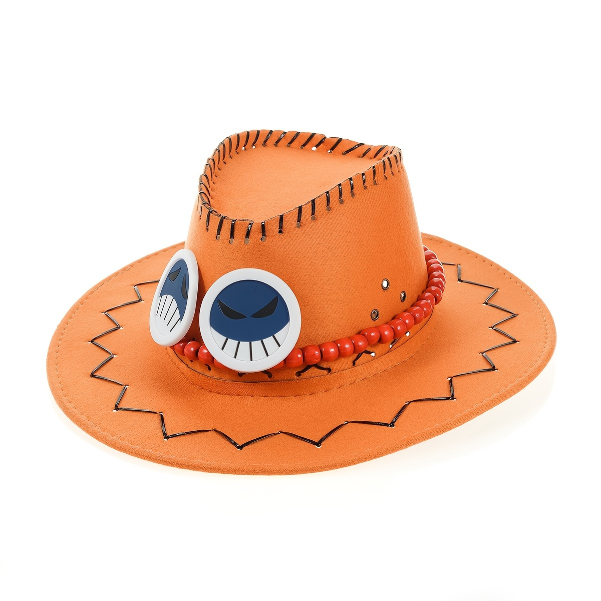 Anime Character Portgas D Ace Cowboy Hat Cosplay Hats Pirates Orange Cap  Suede