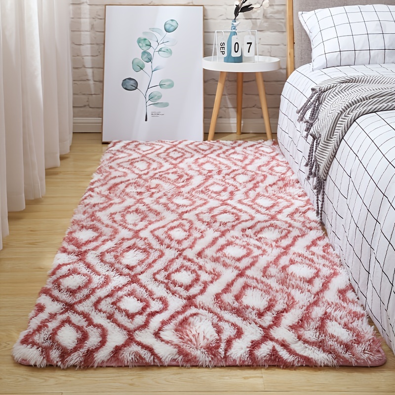 Soft Geometric Patterned Plush Rug for Bedroom 23.6x42.7in