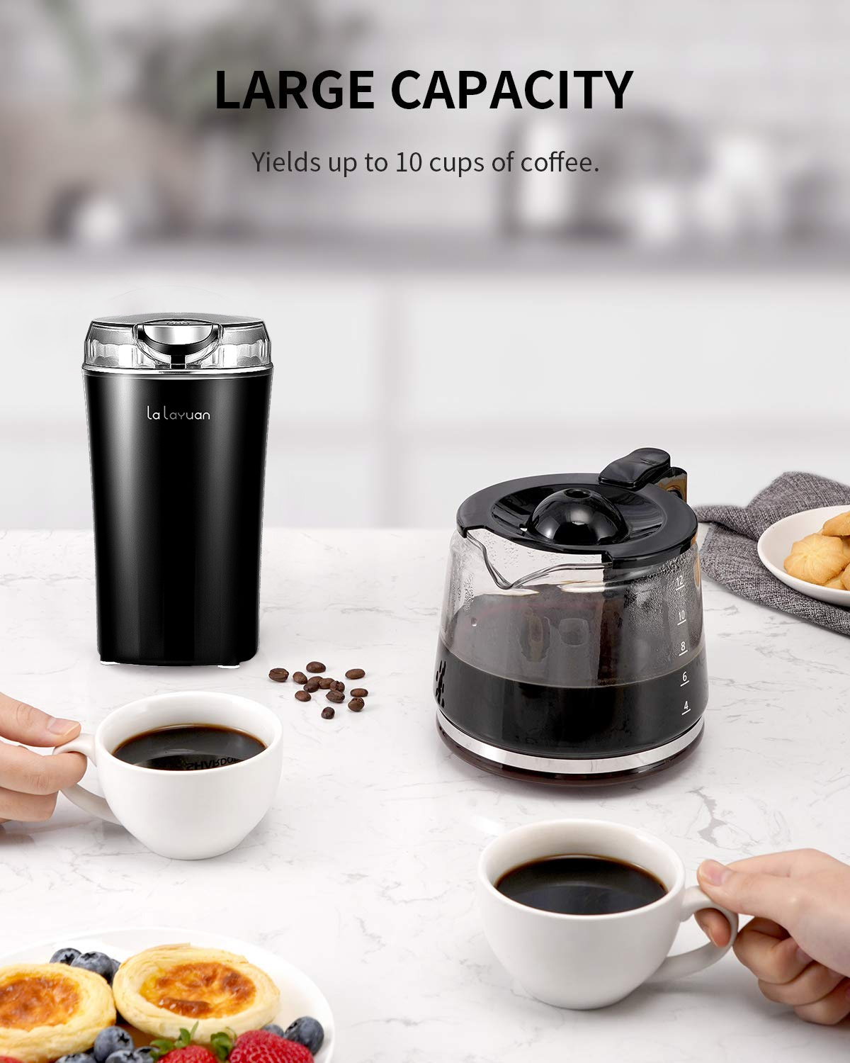 200W Powerful Coffee Grinder, Lalayuan Electric Coffee Bean Grinder, Quiet  Spice Grinder Electric, Espresso Grinder, 2.7oz One Touch Coffee Mill for