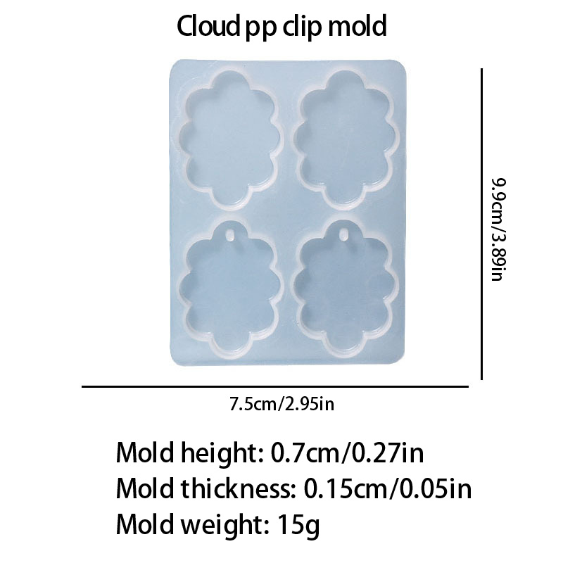 DIY Geometric Cloud Love Shaped PP Clips Silicone Mold Cute PP