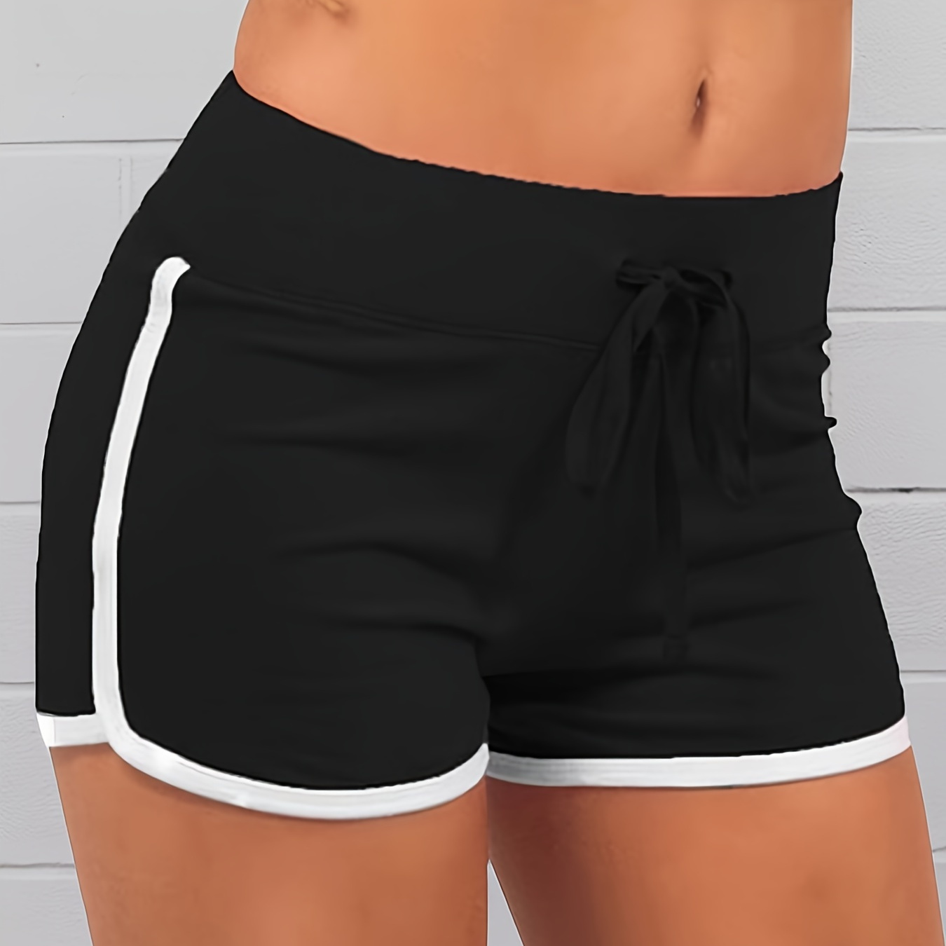 

Color Block Elastic Drawstring Shorts, Y2k Sports Stretchy Summer Shorts, Women's Clothing