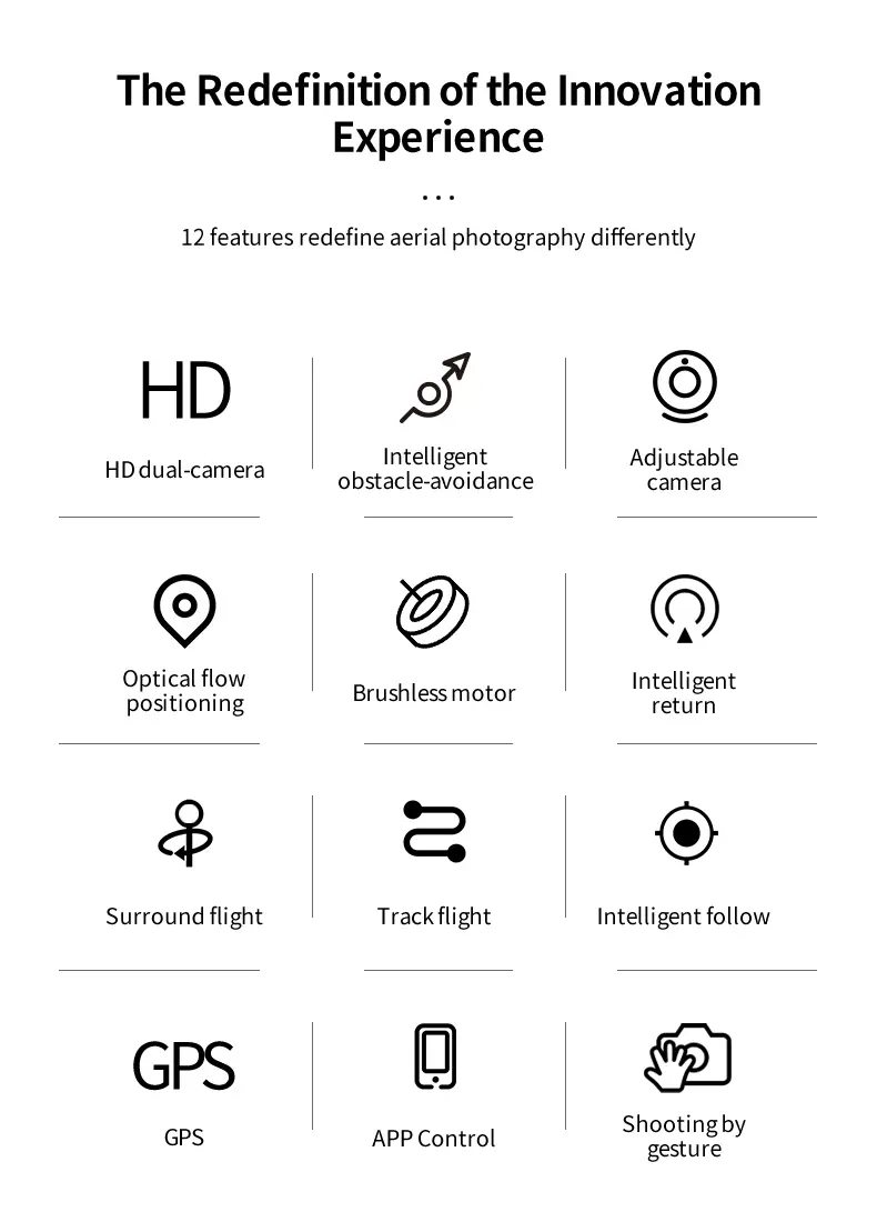 drone with dual camera gps optical flow positioning brushless motor gesture photography headless mode intelligent follow one key return details 1