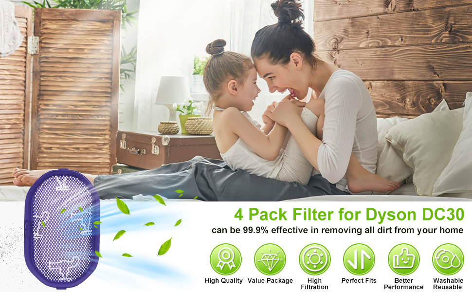 V7 V8 Filtre pour Dyson, 4Pack Filtres de Rechange pour