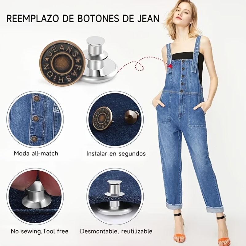 4 Sets Pant Waist Tightener Botones Jean Desmontables Jeans - Temu