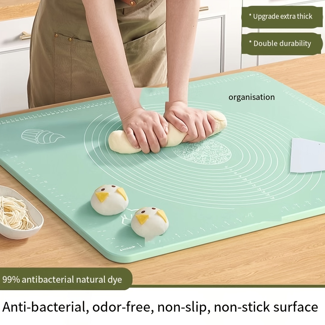 1 tapis de cuisson en silicone pour pâte à pâtisserie avec dimensions, sans  BPA, anti-adhésif, anti-dérapant, fournitures de cuisson de table bleues p