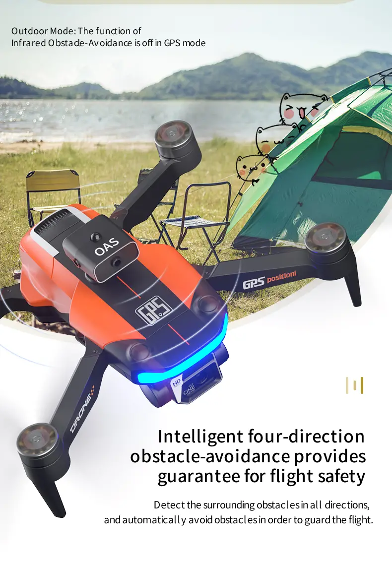 drone with dual camera gps optical flow positioning brushless motor gesture photography headless mode intelligent follow one key return details 3