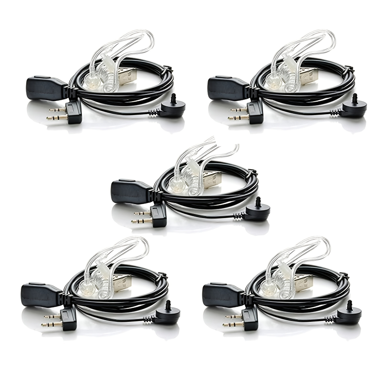 

5pcs Earpiece With Mic 2 Pin Acoustic Tube Headset Compatible With Uv-5r 888s 2 Way Radio