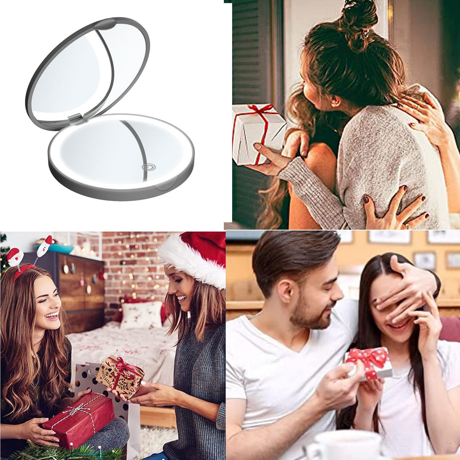 Rechargeable Travel Makeup Mirror Led Lighted Compact Mirror Temu