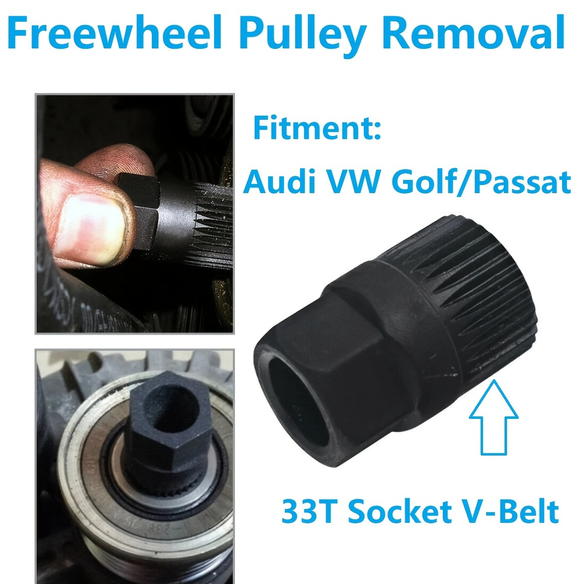 33t Socket Vbelt Free Wheel Pulley Removal Alternator Tool For Audi Vw Golf/passat, Alternator