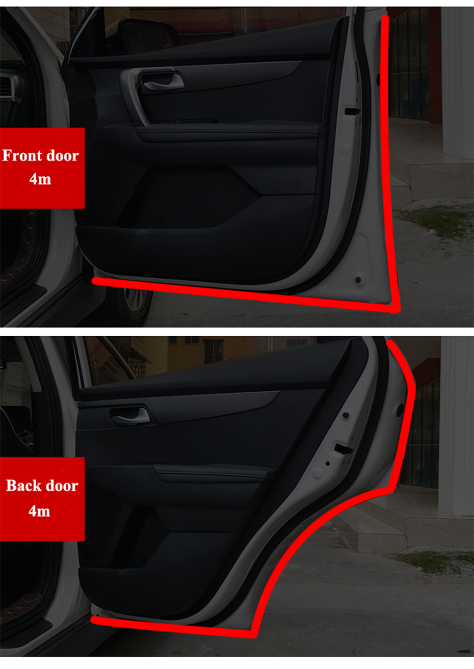 Black Red Car Trunk Door Protective Strip Car Door Sill - Temu United  Kingdom