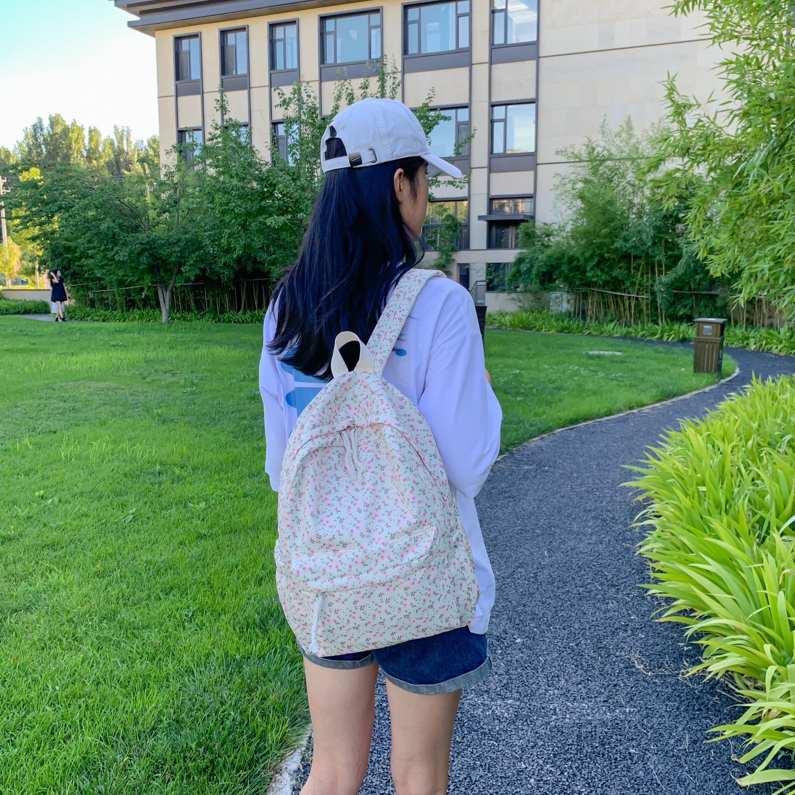 

Women's Floral Print Backpack, Double-ended Zipper Shoulder Bag For School, Travel, Short Trip Daypack