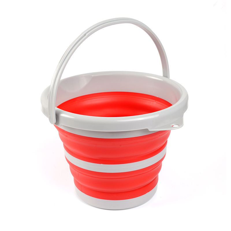 Portable Plastic Household Red Drop-Resistant round Bucket Water Storage  Foot Bath Car Wash Wedding Bucket Thickened Large and Small Bucket with Lid