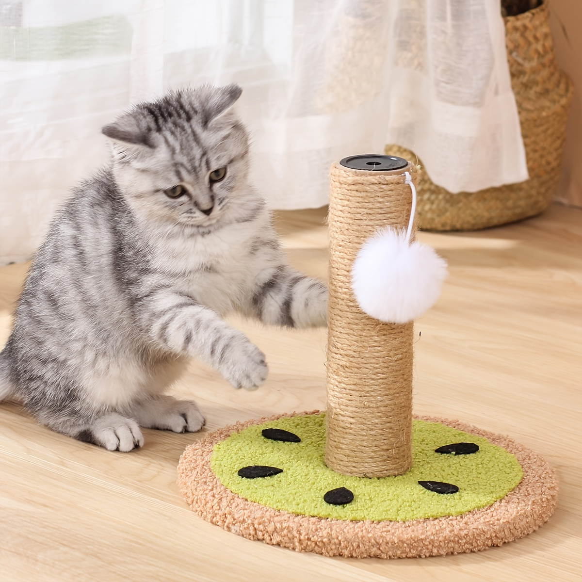 Kiwi Shaped Sisal Cat Scratching Post, Cute Cat Scratcher For Indoor