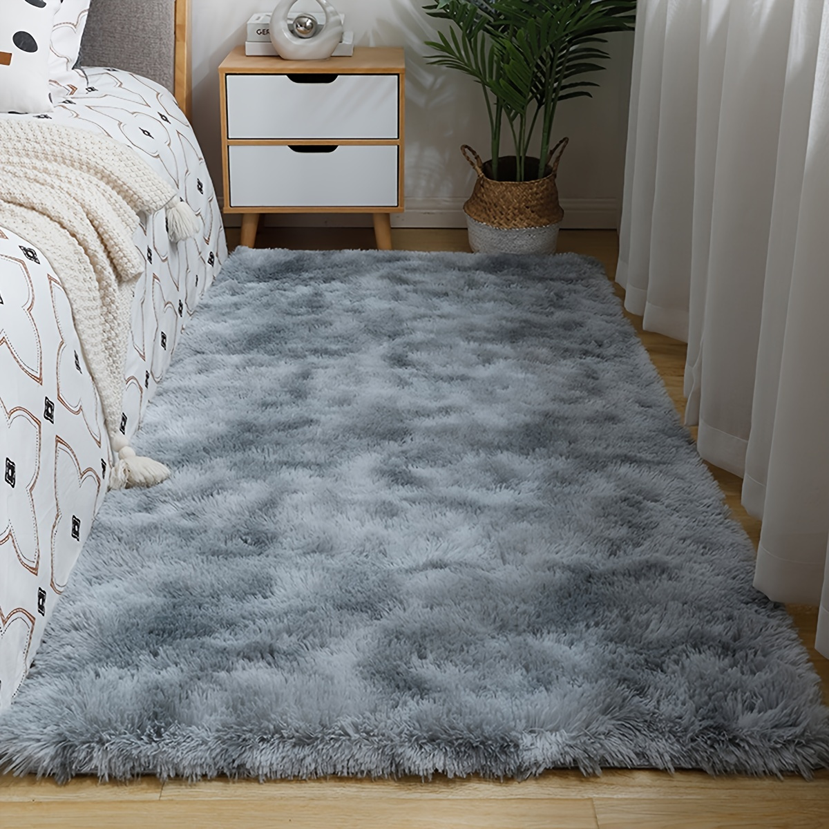 Bedroom Bedside Rug Plush Interlocking Rug Cuttable Washable - Temu