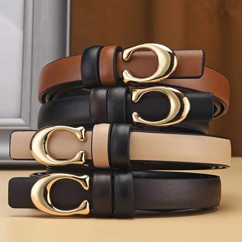 AWAYTR Women Leather Gold Buckle Belts - Girl Fashion Belts for Jeans  Pants, Ladies Waist Belt for Dresses (Black Weave Pattern + Khaki Weave  Pattern 51in) at  Women's Clothing store