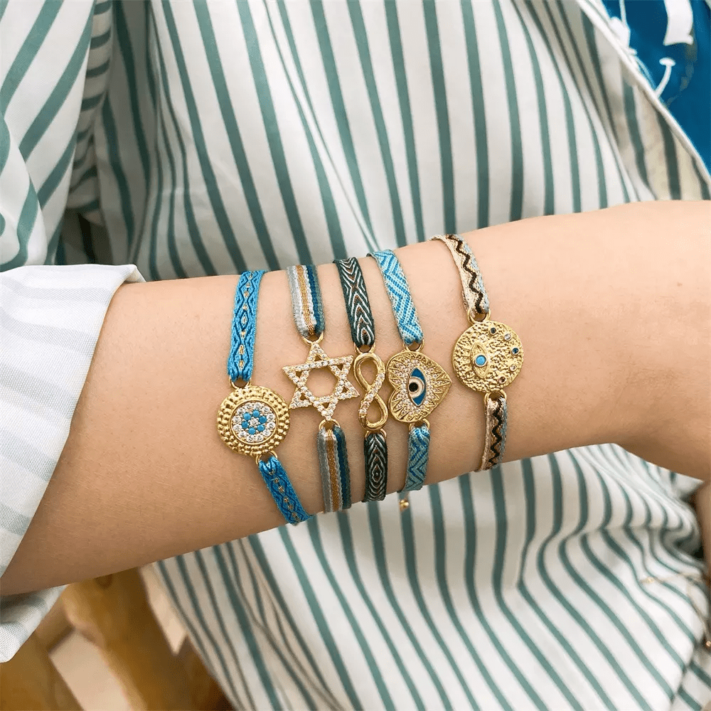 Bohemian Fatima Crystal Rhinestone Evil's Eye Cross Beads Bracelet Set For  Women Vacation Party Decor Gift - Temu United Arab Emirates