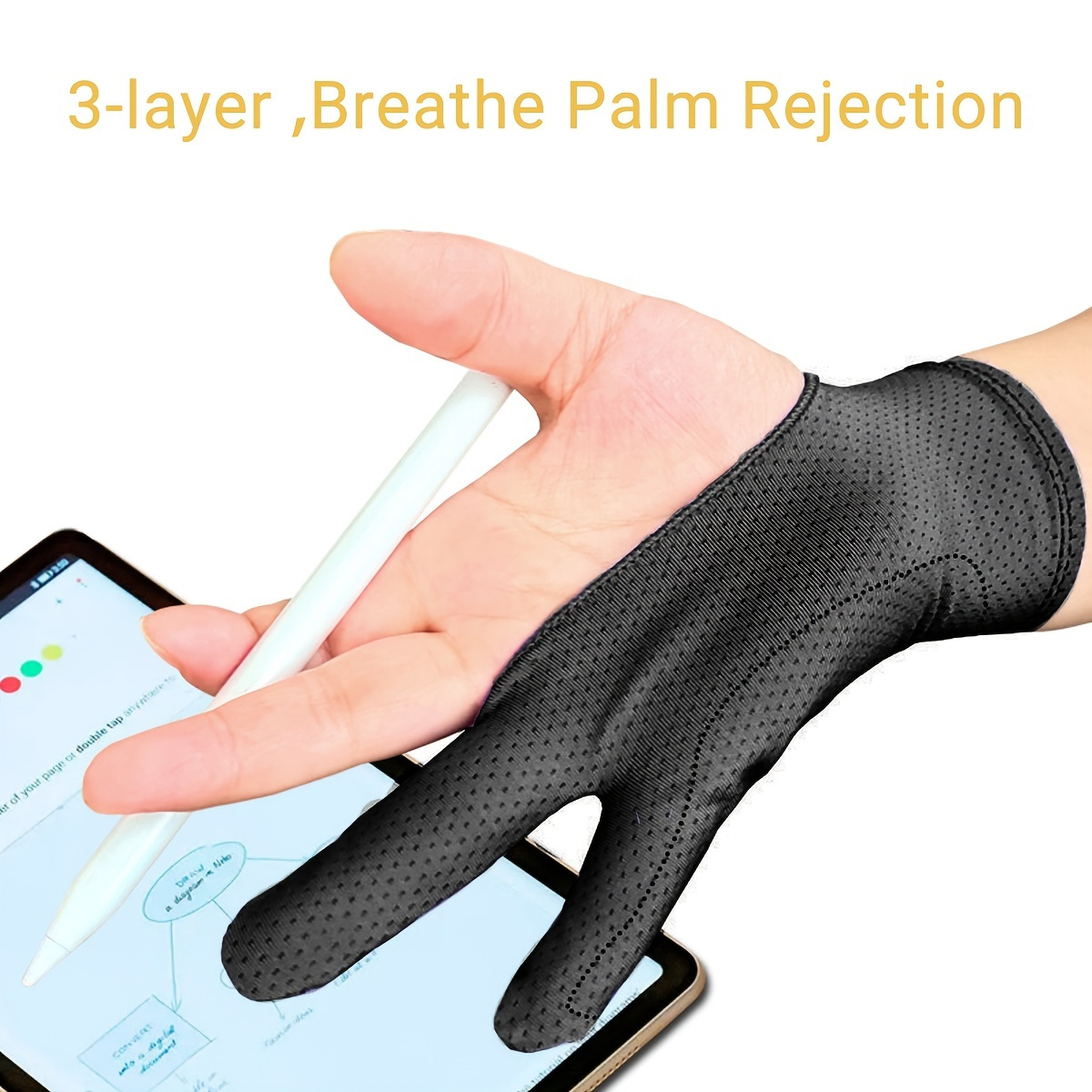 palm rejection glove but the screen is paper and it's my own oils