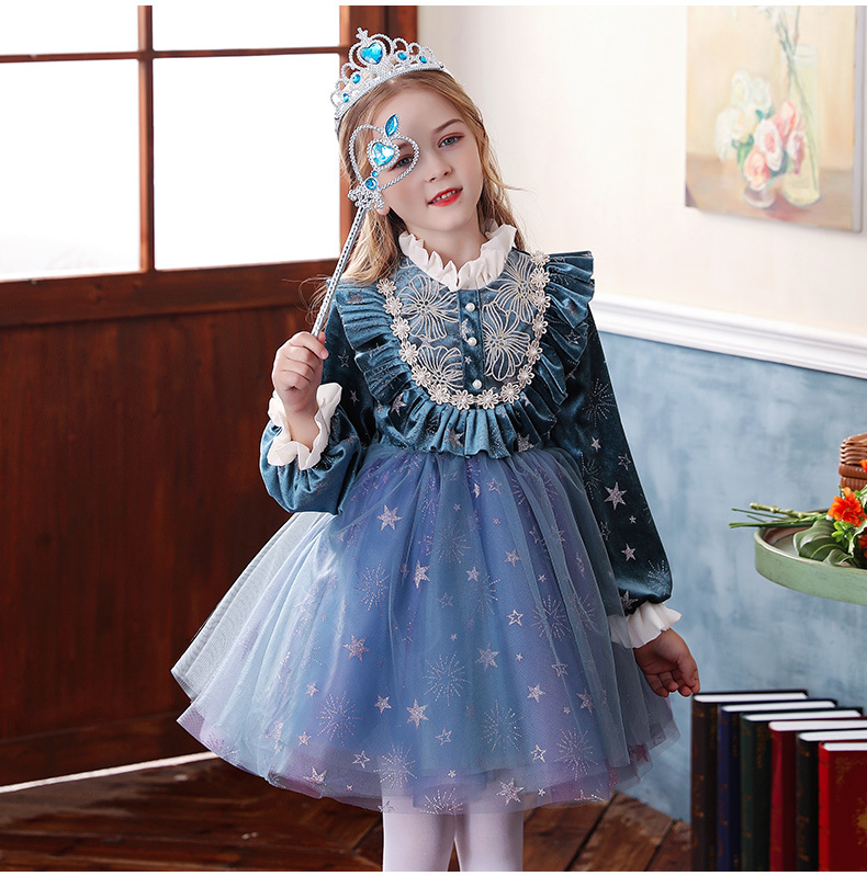 Robe Princesse Enfant Fille 2-10 Ans - Robe Cérémonie Mariage Anniversaire - Manches Volantes Élégante