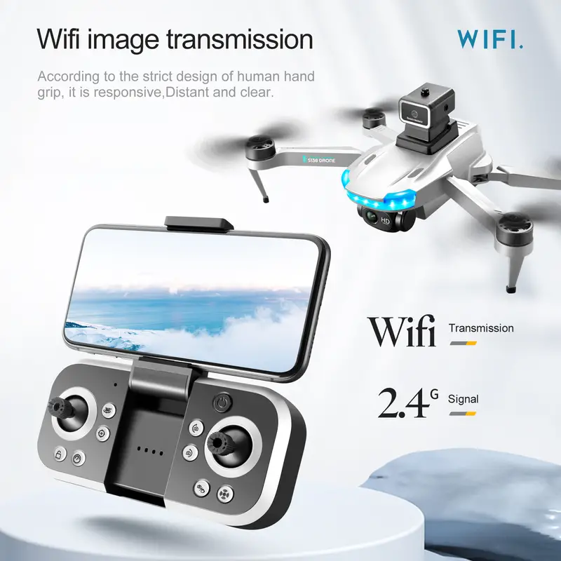 s138 foldable drone with auto avoid obstacles hd camera brushless motor live video gravity sensor gesture control optical flow positioning headless mode 3d flip rtf includes carrying bag details 17