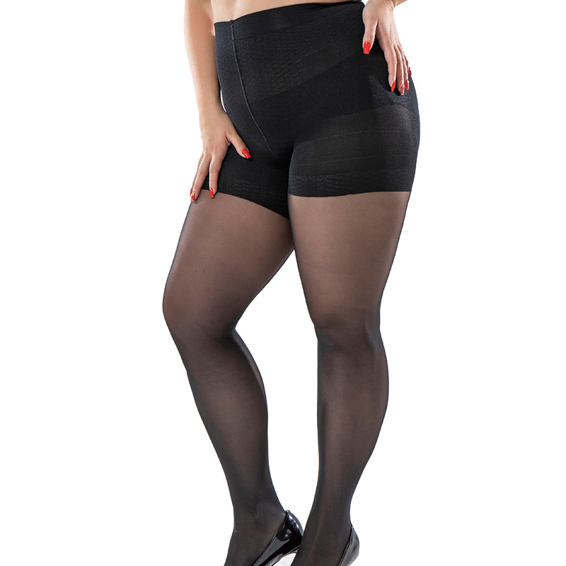 HeyUU Plus Size Tights for Women Semi Opaque Queen Size Nylon Pantyhose  2Black XL at  Women's Clothing store