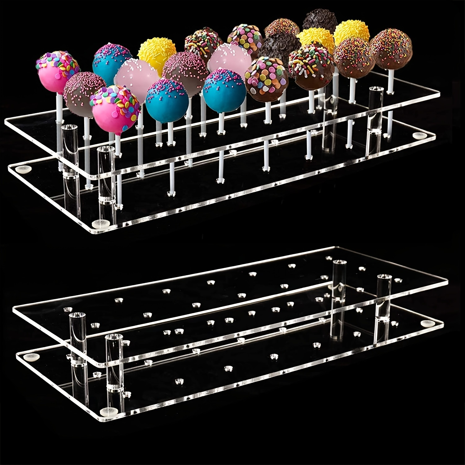 

1pc Clear Acrylic Cake Pop Display Stand - 21 Hole Lollipop Holder For Weddings, Baby Showers, Birthdays, Anniversaries, Halloween, And More - Easy To Use And Eye-catching